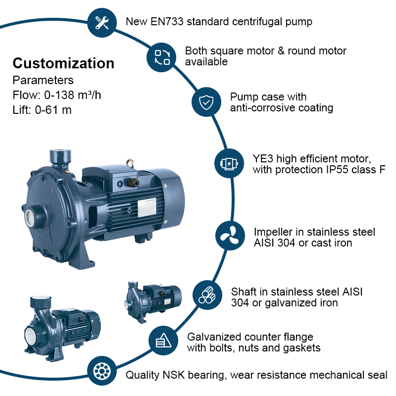 P2C Högtrycksgänga port Dubbel impeller tätkopplad pump