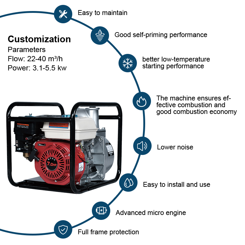 Bärbar jordbruksbensinmotor Renvattenpump WP30